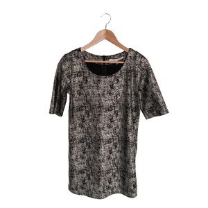 Metallic Shift Dress with Sleeves